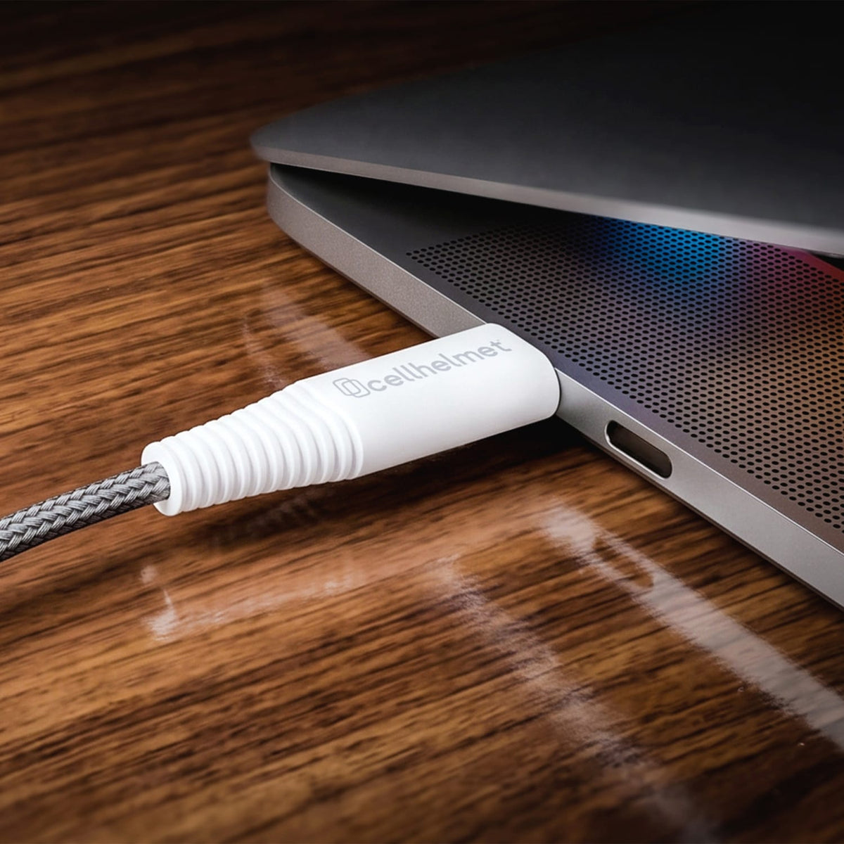 Cellhelmet Braided USB-C to USB-C Charge and Sync Round Cable, Gray, 3 Ft.