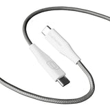 Cellhelmet Braided USB-C to USB-C Charge and Sync Round Cable, Gray, 3 Ft.