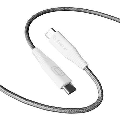 Cellhelmet Braided USB-C to USB-C Charge and Sync Round Cable, Gray, 3 Ft.
