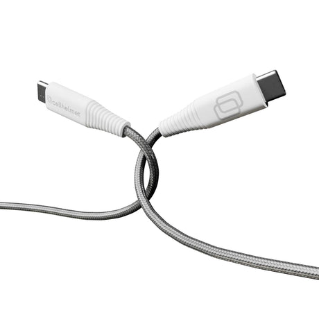 Cellhelmet Braided USB-C to USB-C Charge and Sync Round Cable, Gray, 3 Ft.