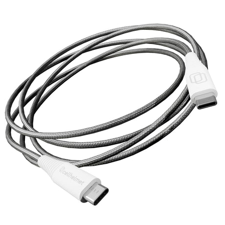 Cellhelmet Braided USB-C to USB-C Charge and Sync Round Cable, Gray, 6 Ft.