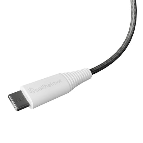 Cellhelmet Braided USB-C to USB-C Charge and Sync Round Cable, Gray, 6 Ft.