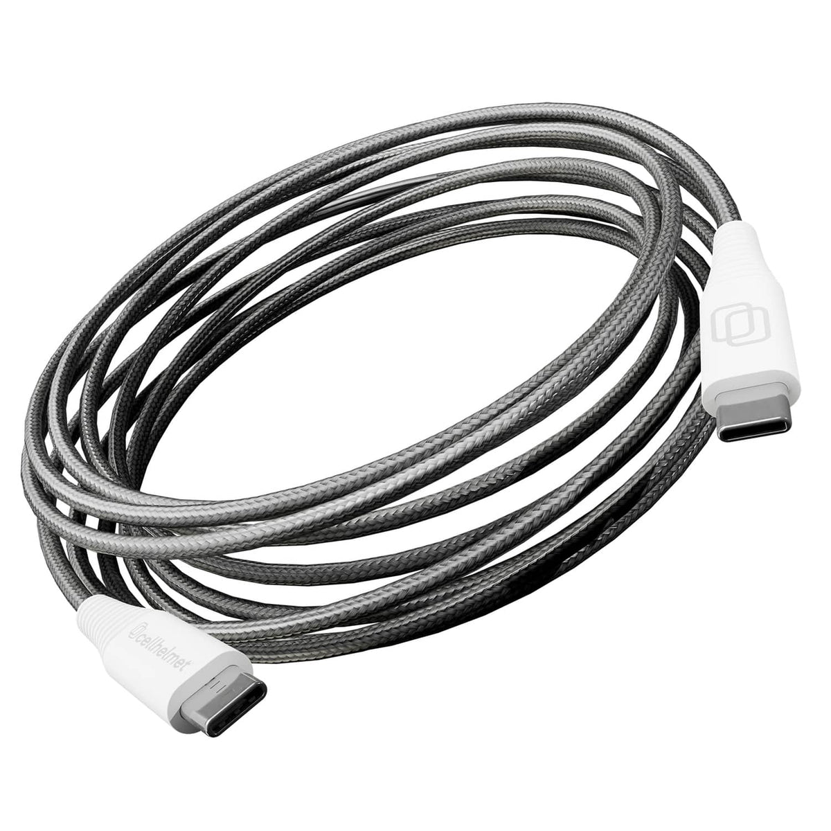 Cellhelmet Braided USB-C to USB-C Charge and Sync Round Cable, Gray, 10 Ft.
