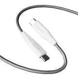 Cellhelmet Braided USB-C to USB-C Charge and Sync Round Cable, Gray, 10 Ft.