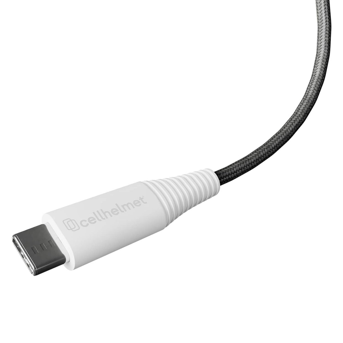 Cellhelmet Braided USB-C to USB-C Charge and Sync Round Cable, Gray, 10 Ft.
