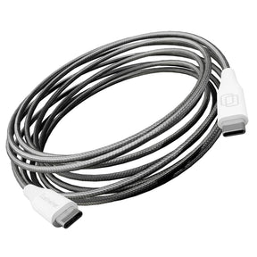 Cellhelmet Braided USB-C to USB-C Charge and Sync Round Cable, Gray, 15 Ft.