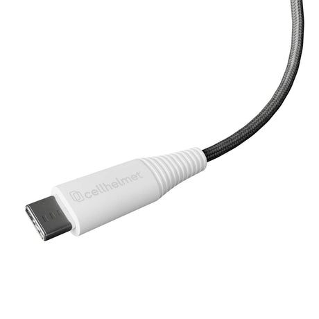 Cellhelmet Braided USB-C to USB-C Charge and Sync Round Cable, Gray, 15 Ft.