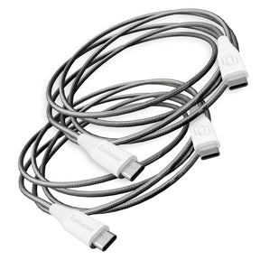 Cellhelmet Braided USB-C to USB-C Charge and Sync Round Cable, Gray, 6 Ft.; 2 Pack