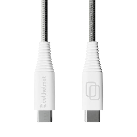 Cellhelmet Braided USB-C to USB-C Charge and Sync Round Cable, Gray, 6 Ft.; 2 Pack