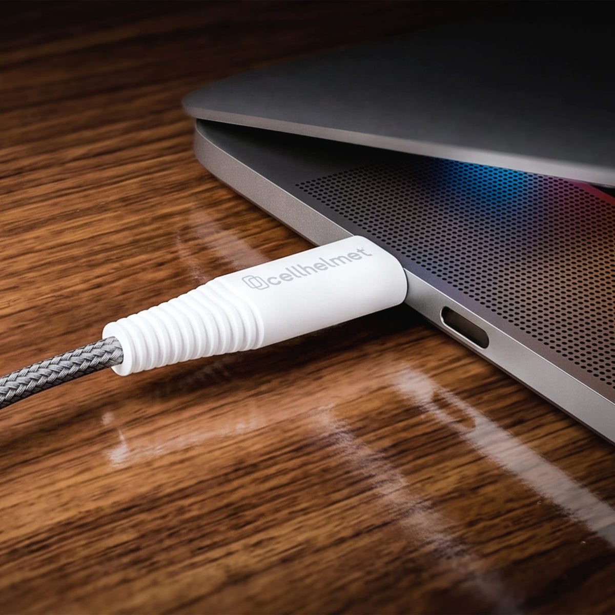 Cellhelmet Braided USB-C to USB-C Charge and Sync Round Cable, Gray, 3/6/10 Ft.