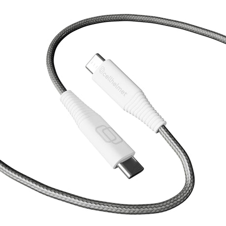 Cellhelmet Braided USB-C to USB-C Charge and Sync Round Cable, Gray, 3/6/10 Ft.