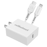 Cellhelmet 20-Watt Single-USB Power Delivery Wall Charger with USB-C to Lightning Round Cable, 3 Feet
