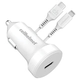 Cellhelmet 20-Watt Single-USB Power Delivery Car Charger with USB-C to Lightning Round Cable, 3 Feet