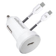 Cellhelmet 30-Watt PD Car Charger with 3-Ft. Round USB-C to USB-C Cable
