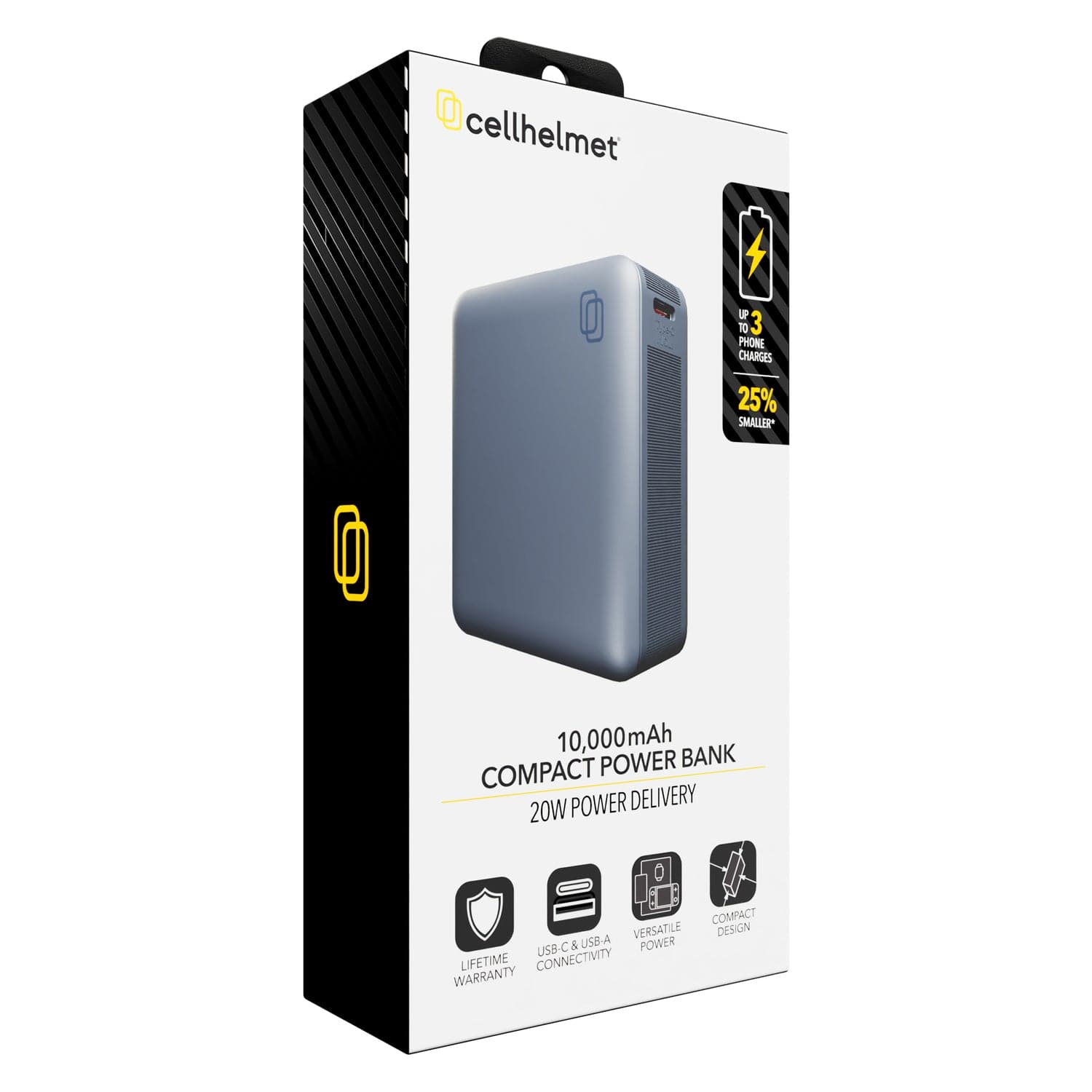 Cellhelmet 10000-mAh Portable USB-C and USB-A Power Bank with 22.5-Watt Charging, PP-223