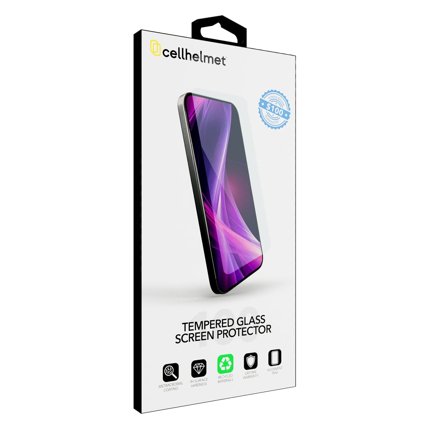 Cellhelmet Tempered Glass Screen Protector with $100 Coverage, iPhone 16 Plus