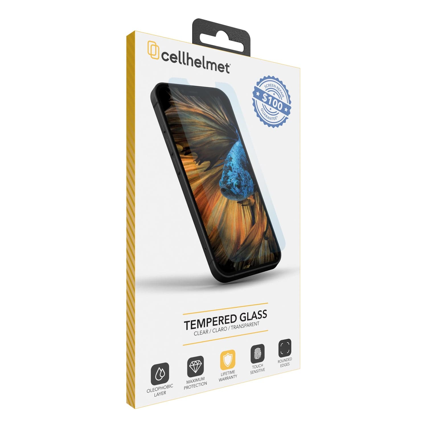 Cellhelmet Tempered Glass with $100 Coverage, iPhone 13/13 Pro/14