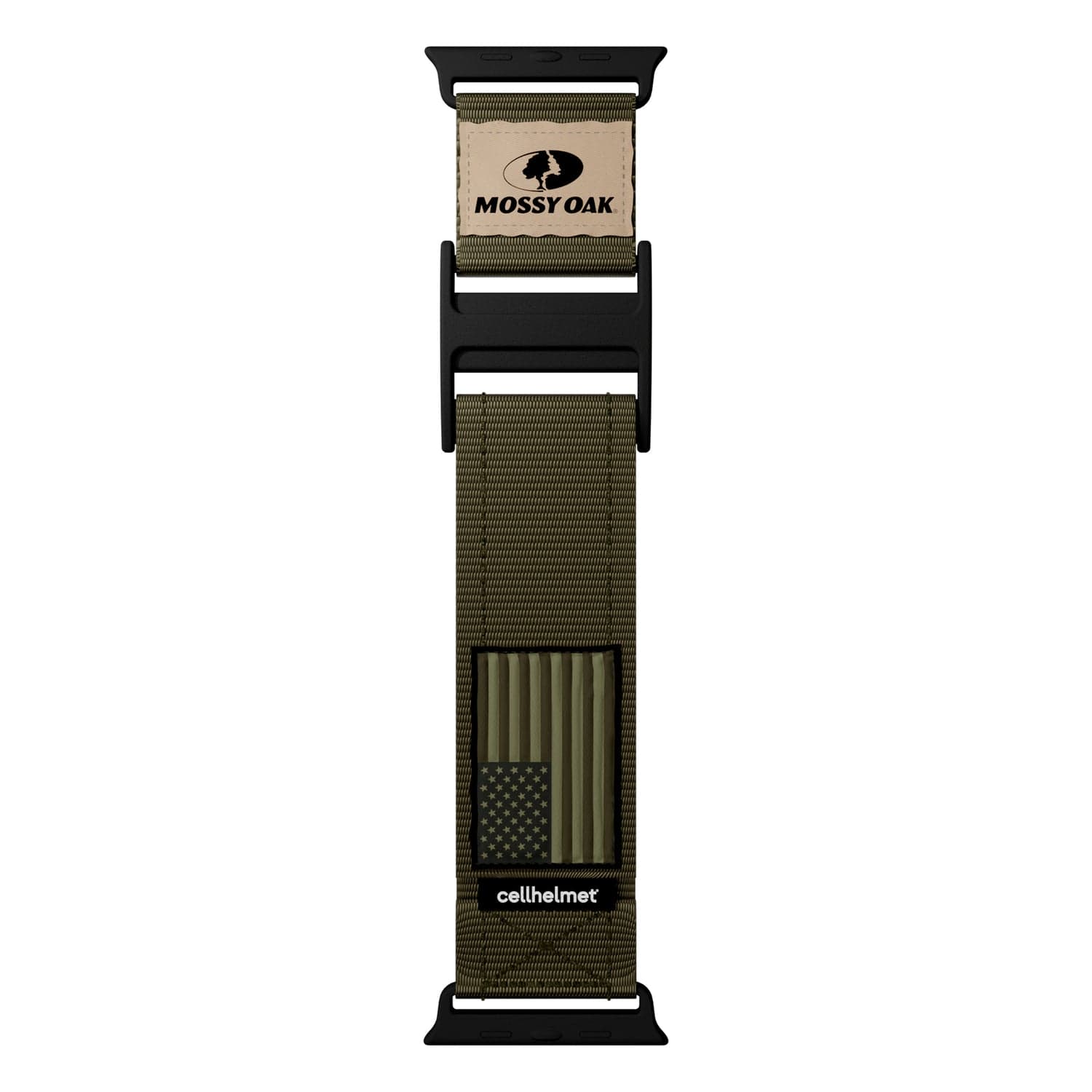 Mossy Oak by cellhelmet Premium Nylon Band for Apple Watch 44/45/46/49 mm, Large, Olive Drab Green
