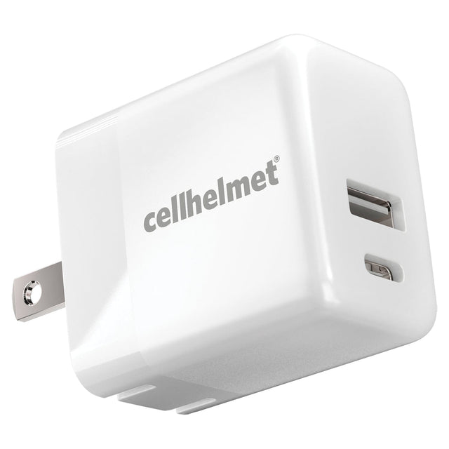 Cellhelmet 20-Watt Dual-Port USB-C and USB Wall Charger, for Smartphones and Tablets