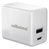 Cellhelmet 20-Watt Dual-Port USB-C and USB Wall Charger, for Smartphones and Tablets