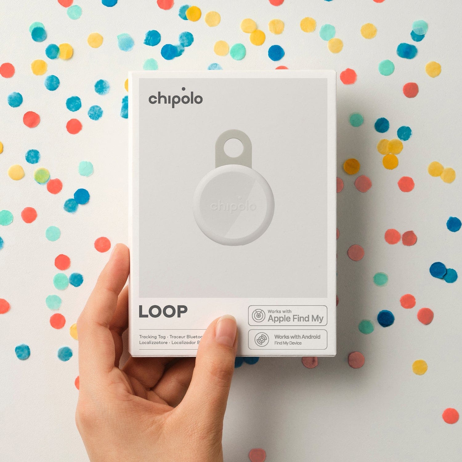 Chipolo LOOP Rechargeable Device Tracking Tag, 1 Pack, Chalk