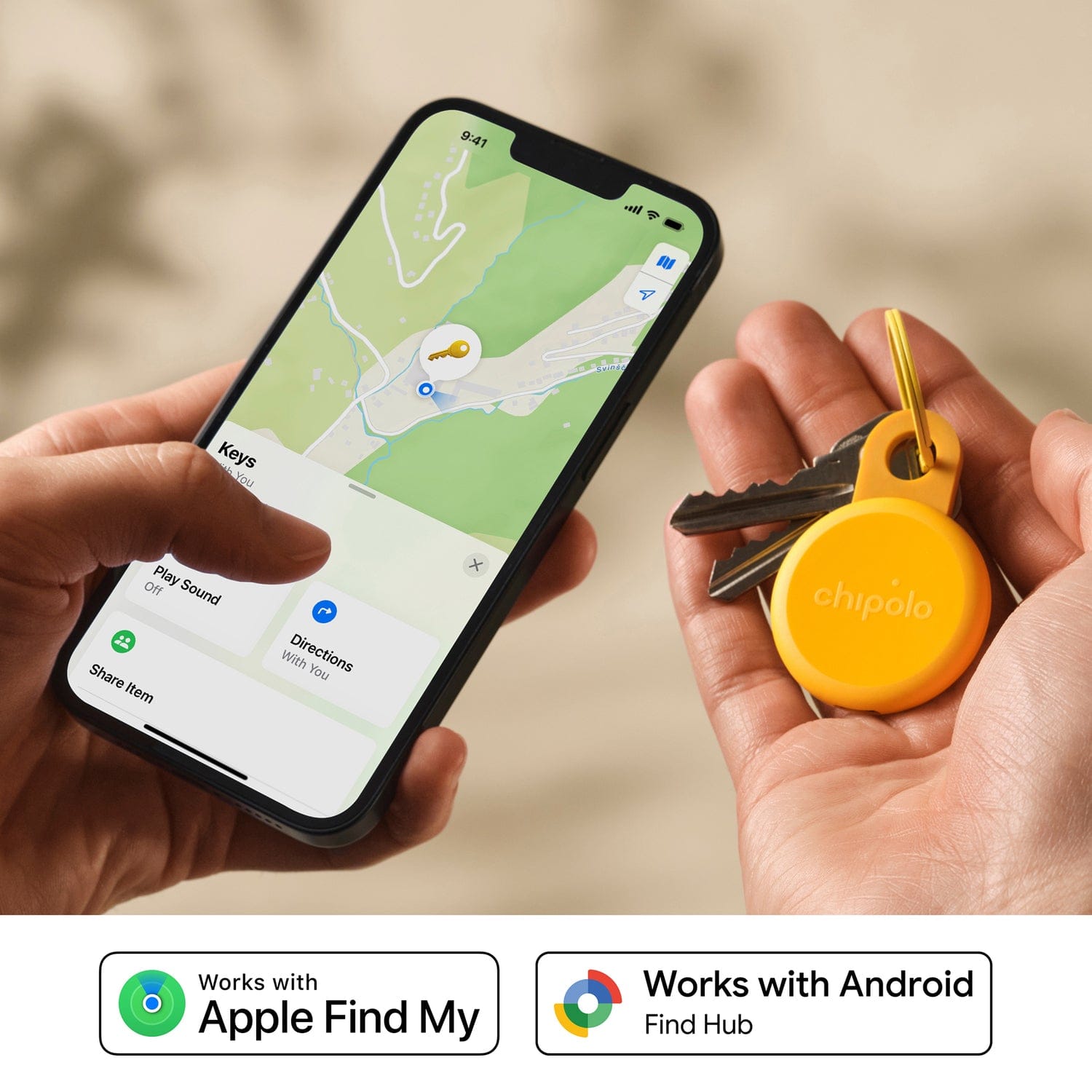 Chipolo LOOP Rechargeable Device Tracking Tag, 1 Pack, Honey