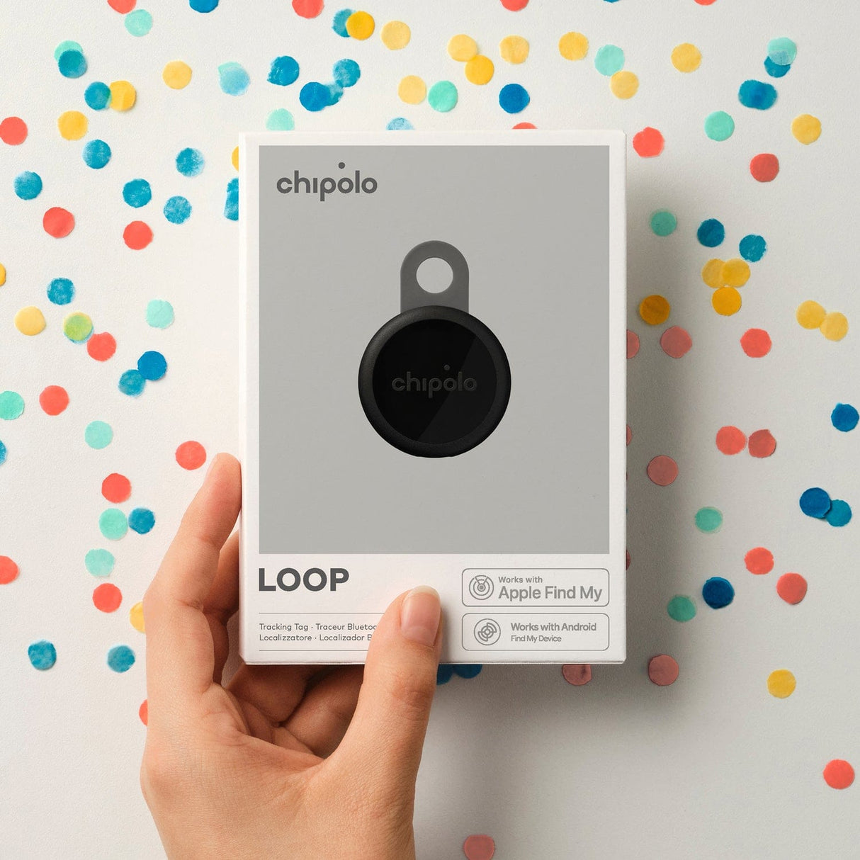 Chipolo LOOP Rechargeable Device Tracking Tag, 1 Pack, Charcoal