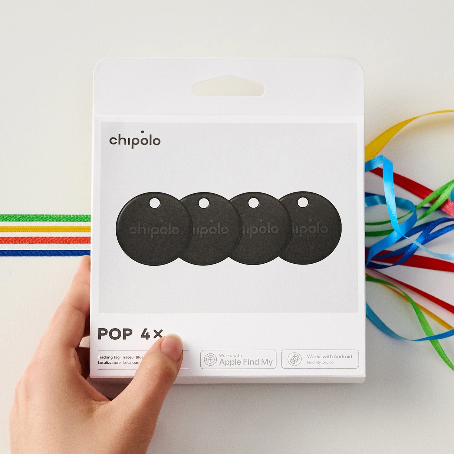 Chipolo POP Device Tracking Tag, 4 Pack, Black