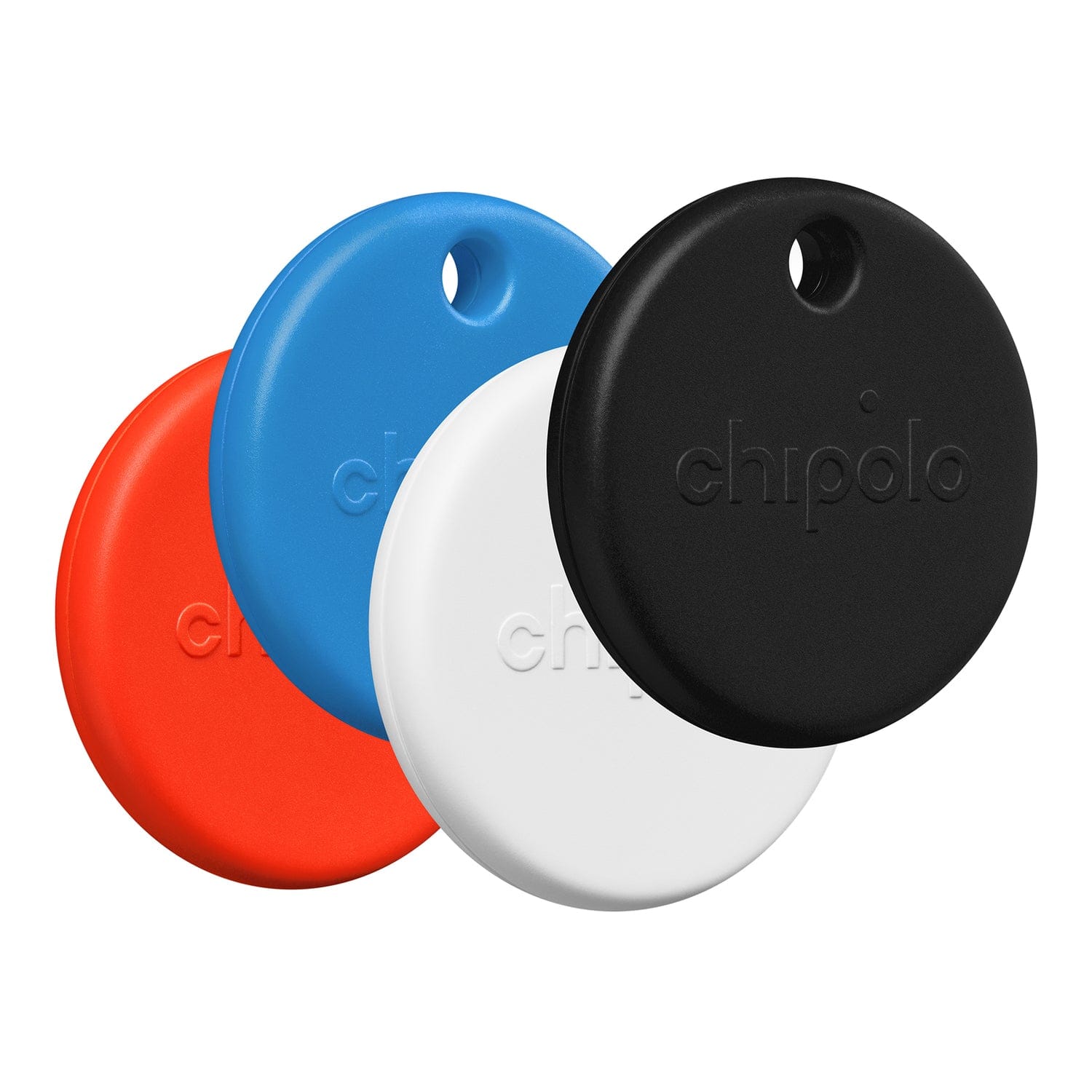 Chipolo POP Device Tracking Tag, 4 Pack, Black/White/Red/Blue