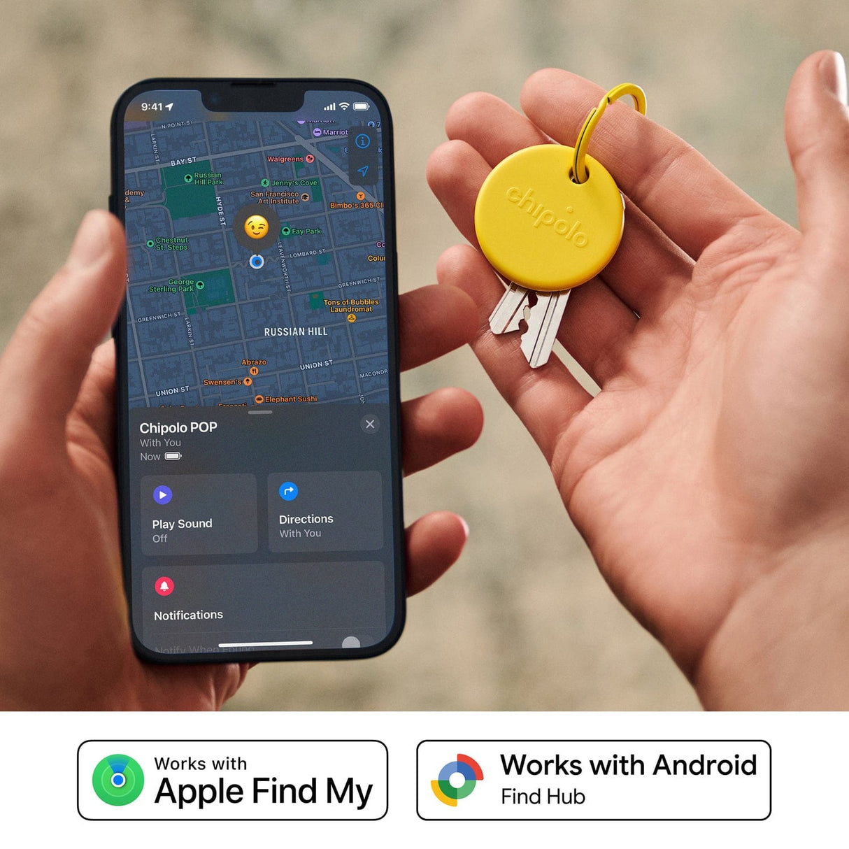 Chipolo POP Device Tracking Tag, 4 Pack, Red/Blue/Yellow/Green
