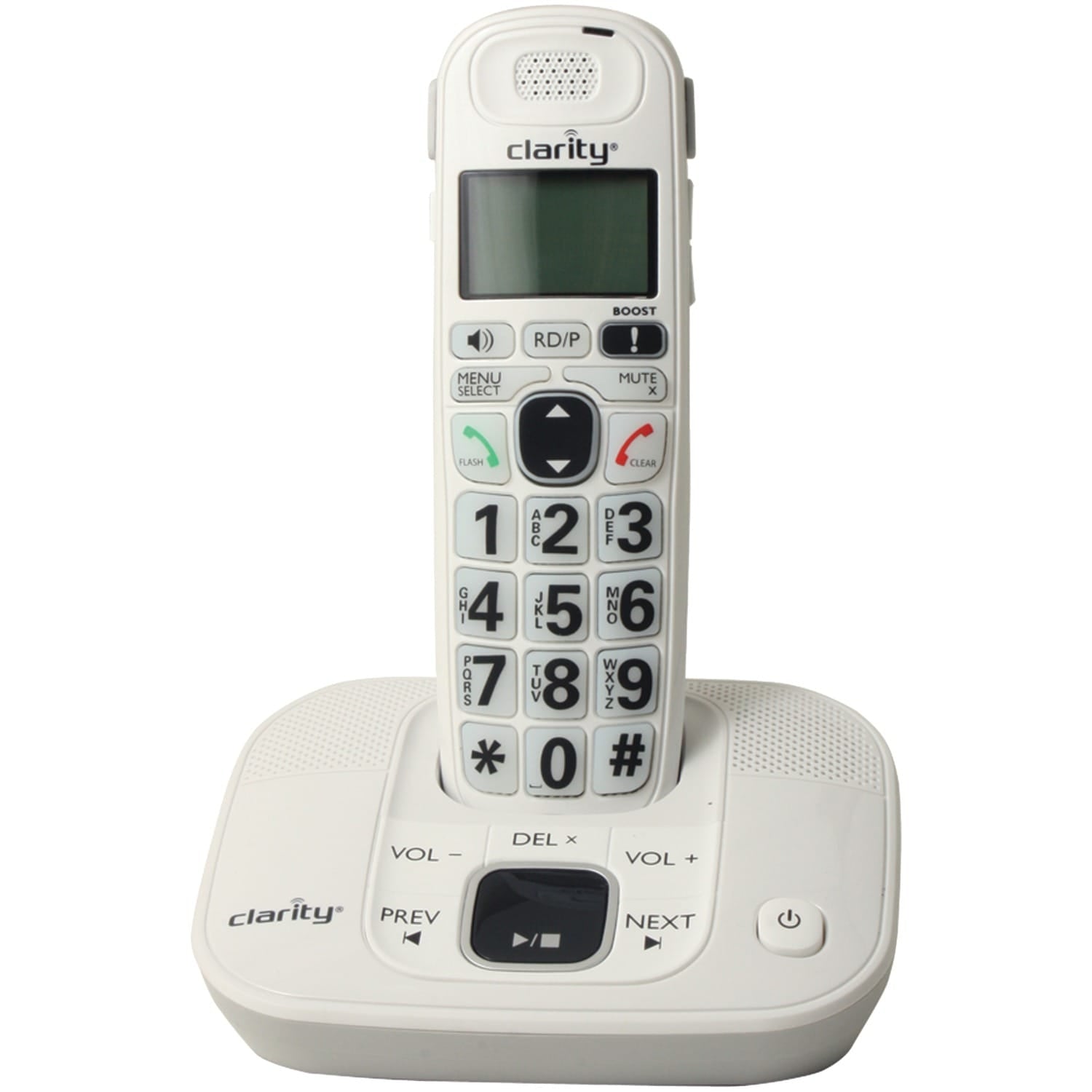 Clarity 1-Cordless Handset DECT 6.0 30-dB Amplified/Expandable Phone System for Landlines, Answering System, Big Buttons, and Backlit Display
