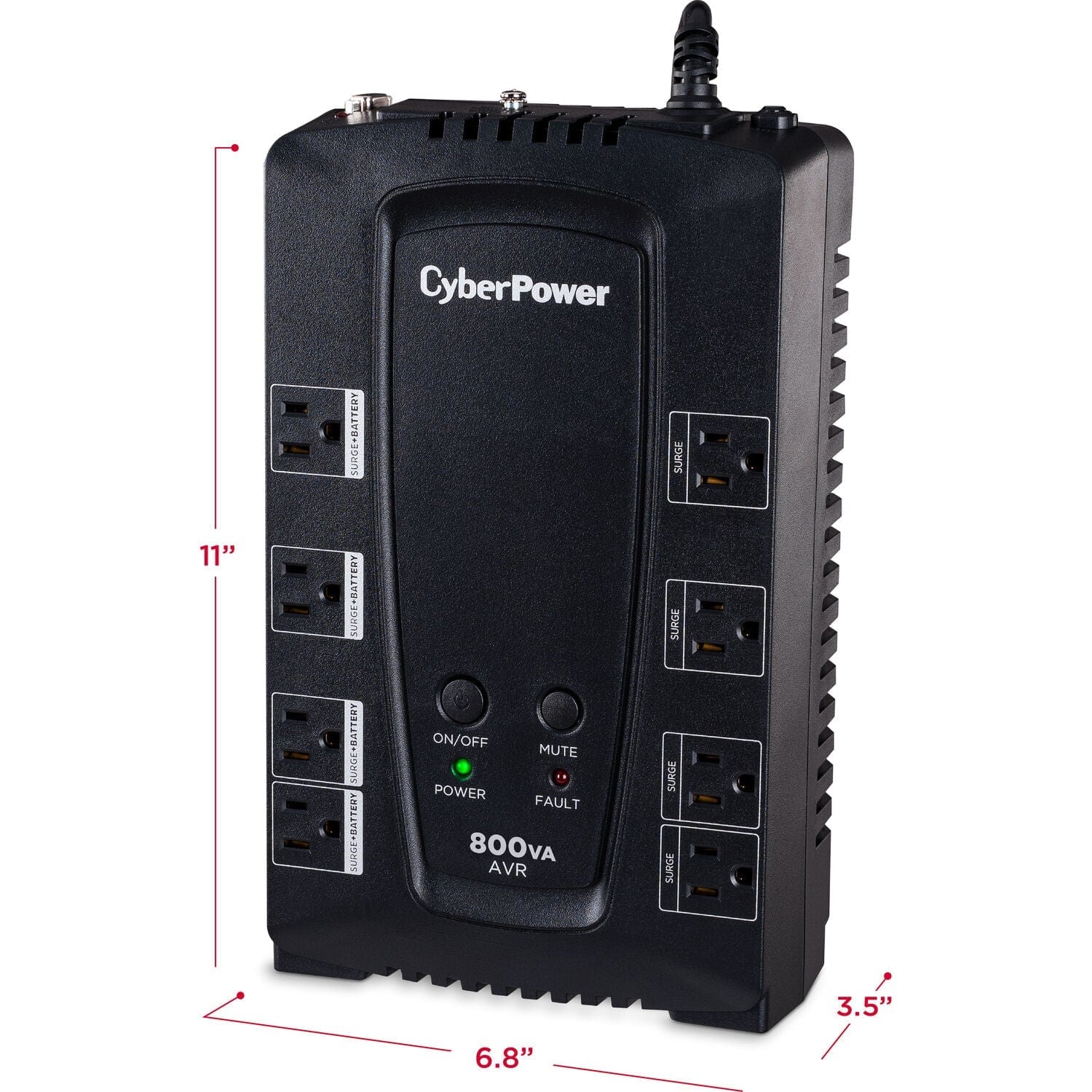 CyberPower CP800AVR CP 800VA/450W 8 Outlets Compact AVR UPS - New Battery Certified Refurbished