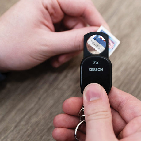 Carson Pop-up Retractable 7x Aspheric Keychain Magnifier