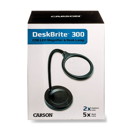 Carson DeskBrite 300 2x Aspheric COB LED Desk Top Magnifier with 5x Spot Lens