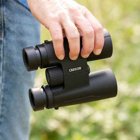 Carson Makalu 10x42 Full-Size Roof-Prism Binoculars with Strap, Pouch, Caps, and Cleaning Cloth for Birding, Hiking, and Outdoor Use