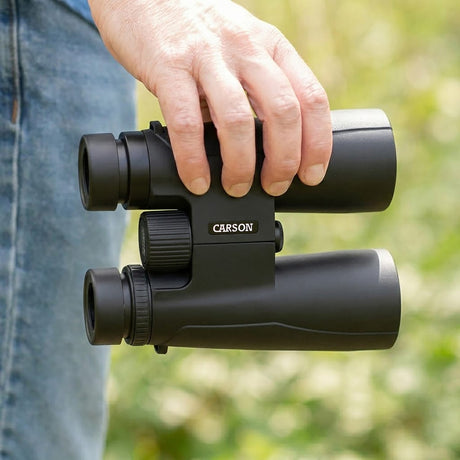 Carson Makalu 12x50 Full-Size Roof-Prism Binoculars with Strap, Pouch, Caps, and Cleaning Cloth for Birding, Hiking, and Outdoor Use