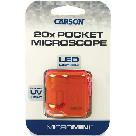 Carson MicroMini 20x LED Lighted Pocket Microscope, Orange
