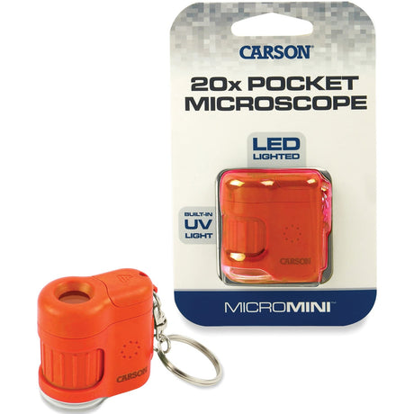 Carson MicroMini 20x LED Lighted Pocket Microscope, Orange