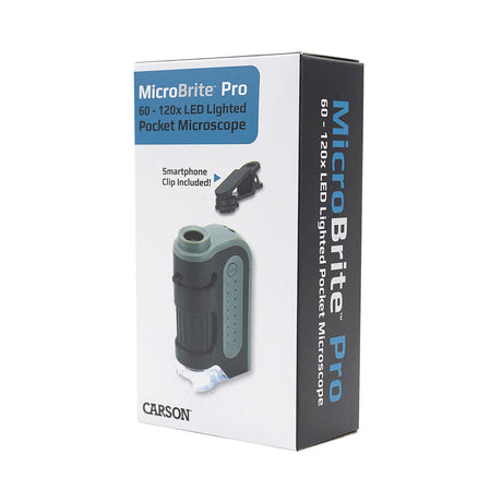 Carson MicroBrite Pro 120x LED-Lit Digital Pocket Microscope with Smartphone Adapter Clip