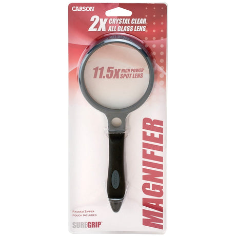 Carson SureGrip 2x Soft-Grip Magnifier with 11.5x Spot Lens