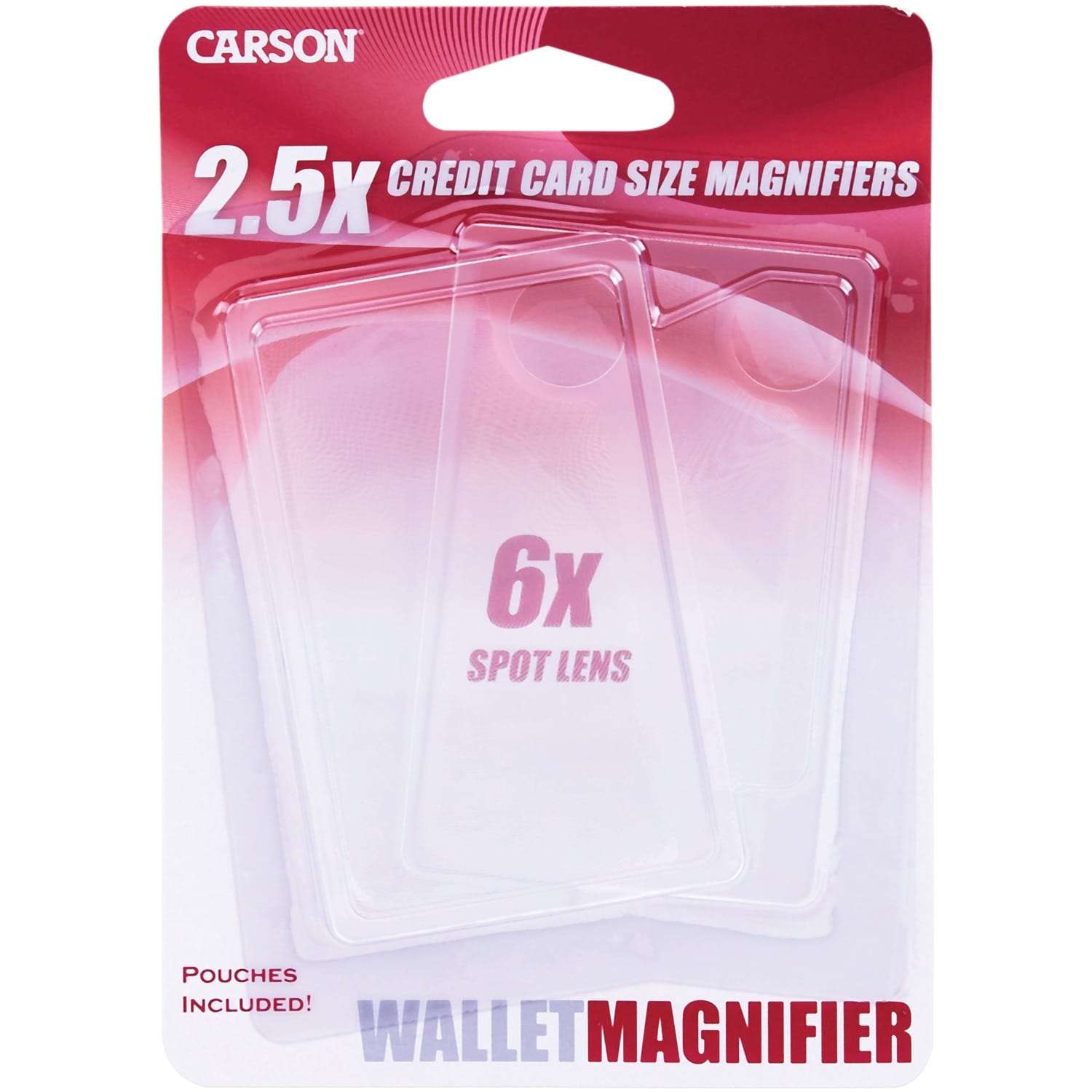 Carson Credit Card-Size Magnifier with 6x Spot Lens, 2 pk
