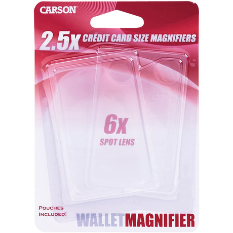 Carson Credit Card-Size Magnifier with 6x Spot Lens, 2 pk