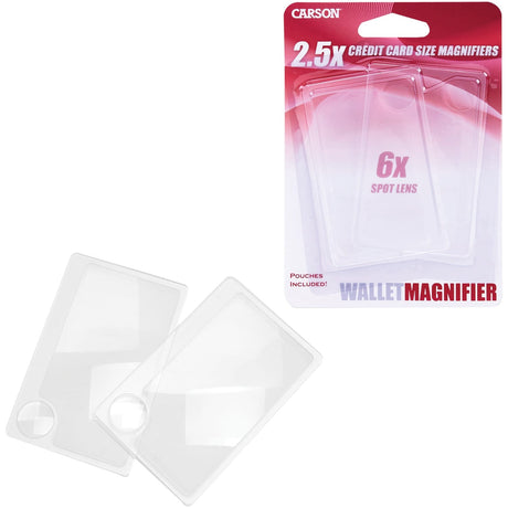 Carson Credit Card-Size Magnifier with 6x Spot Lens, 2 pk