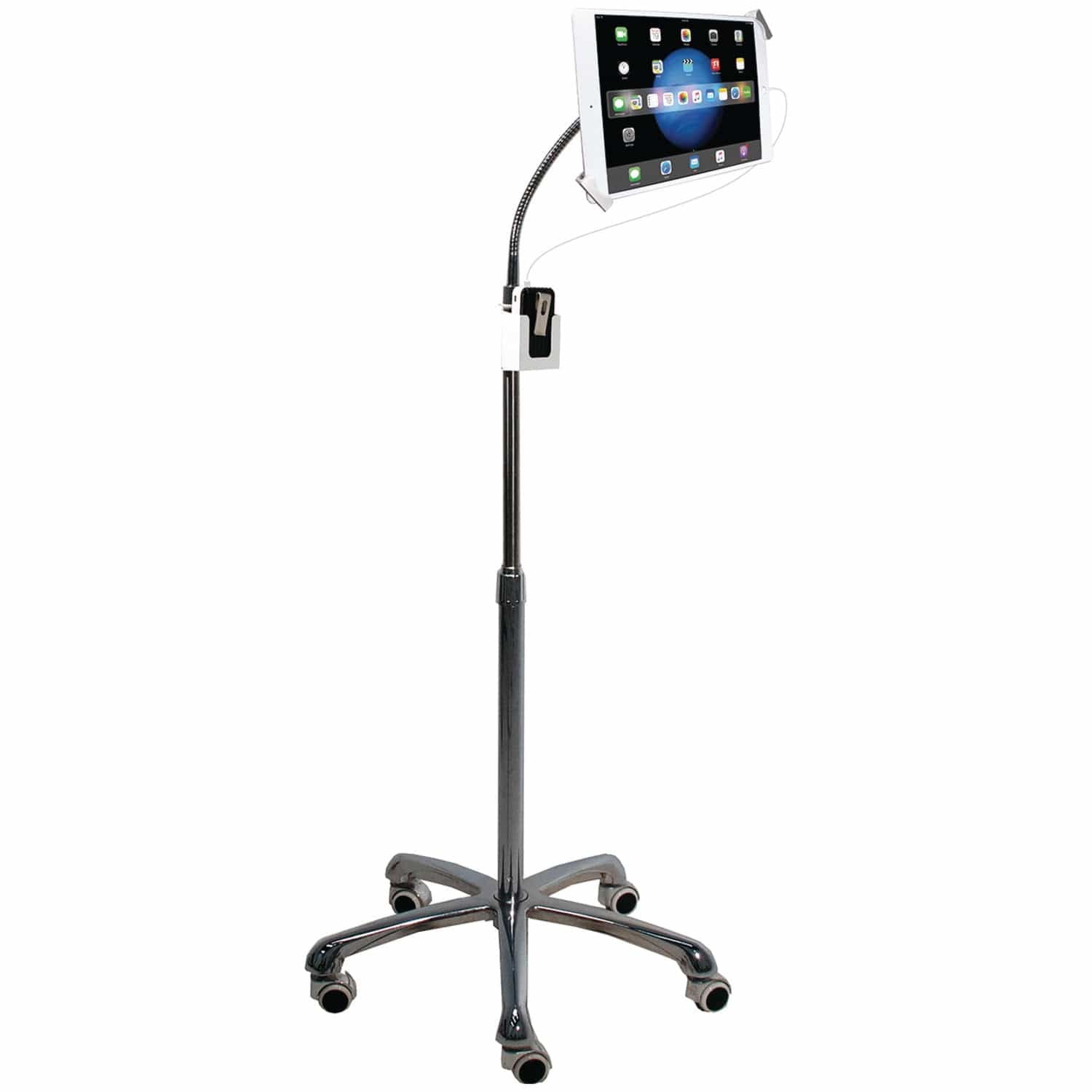 CTA Digital Heavy-Duty Security Gooseneck Floor Stand for iPad/Tablet