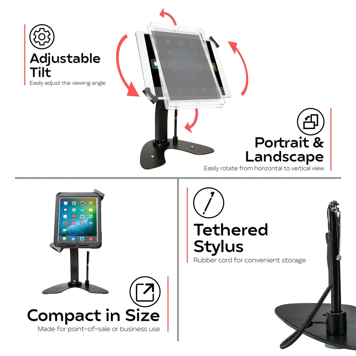 CTA Digital Universal Dual Security Kiosk for 7-In. to 13-In. Tablets with Locking Holder and Anti-Theft Cable