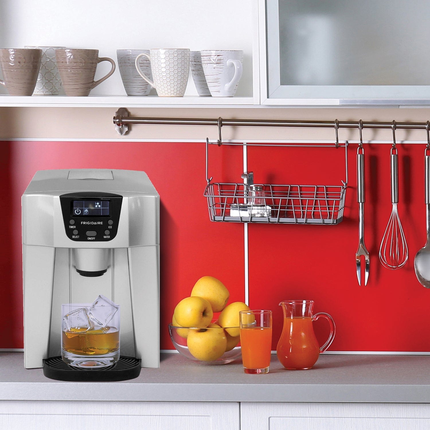 Frigidaire Compact Countertop Ice Maker and Water Dispenser, 26 Lbs. per Day, EFIC227, Silver