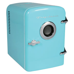 Frigidaire 6-Can Retro Portable Beverage Refrigerator with Bluetooth Speaker, Blue