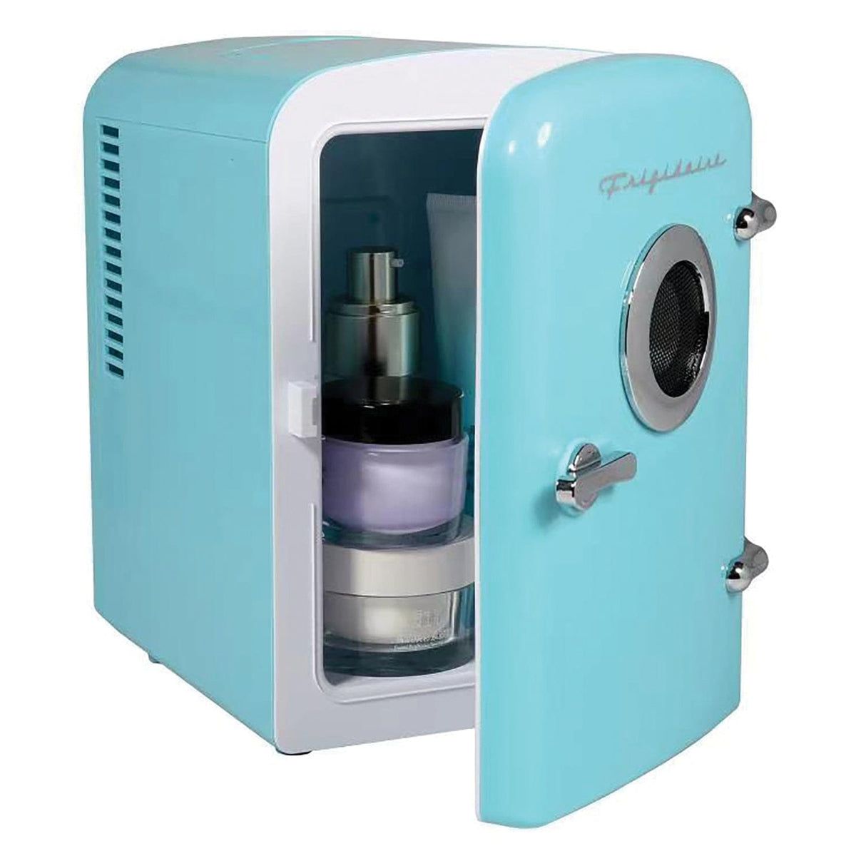 Frigidaire 6-Can Retro Portable Beverage Refrigerator with Bluetooth Speaker, Blue