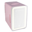 Frigidaire 6.5-Liter 9-Can Mini Portable Personal Fridge with Lighted Mirror Door, Pink