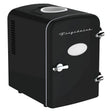 Frigidaire 6+1-Can 48-Watt Retro Mini Portable Fridge with Top-Mounted Active-Cooling Can Holder, Black